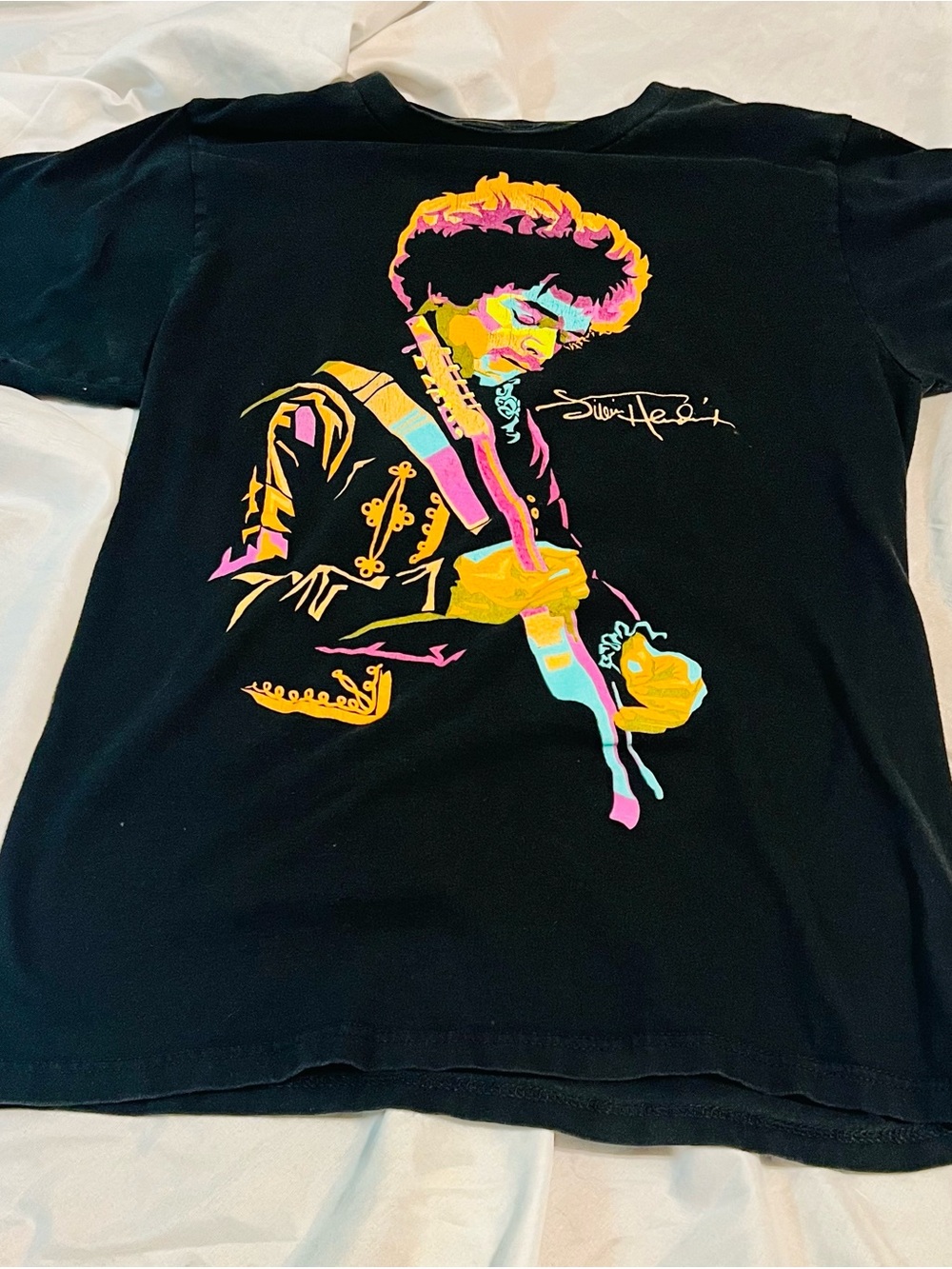 Jimi Hendrix Black Graphic Tee with Multicolor Print Men’s S